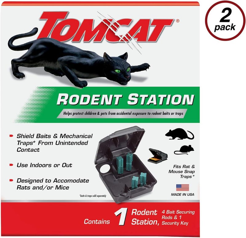TOMCAT Rodent Station, Each Box Includes 1 Rodent Station with 4 Bait Securing Rods and 1 Security Key, Use Indoors or Outdoors, 2-Pack - Image 2
